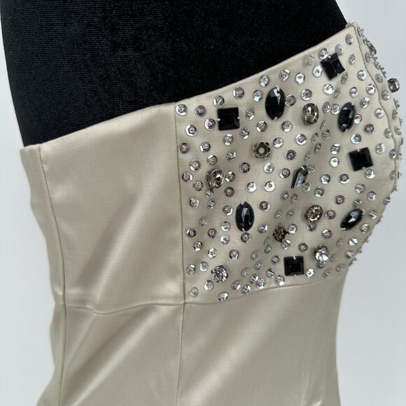 Tahari Womens Strapless Cocktail Dress Size 6 Rhinestones Sequins Party Glam - Picture 6 of 12